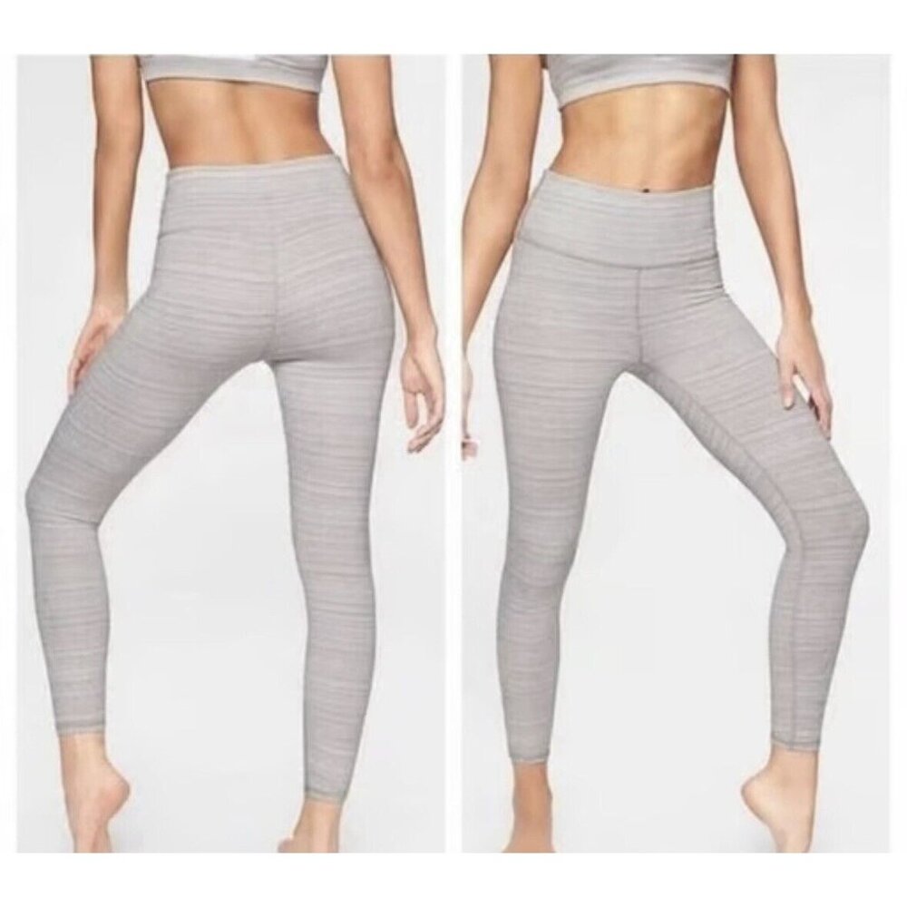 Athleta Jacquard Chaturanga Tight Leggings Small‎ Light Tan White Textured